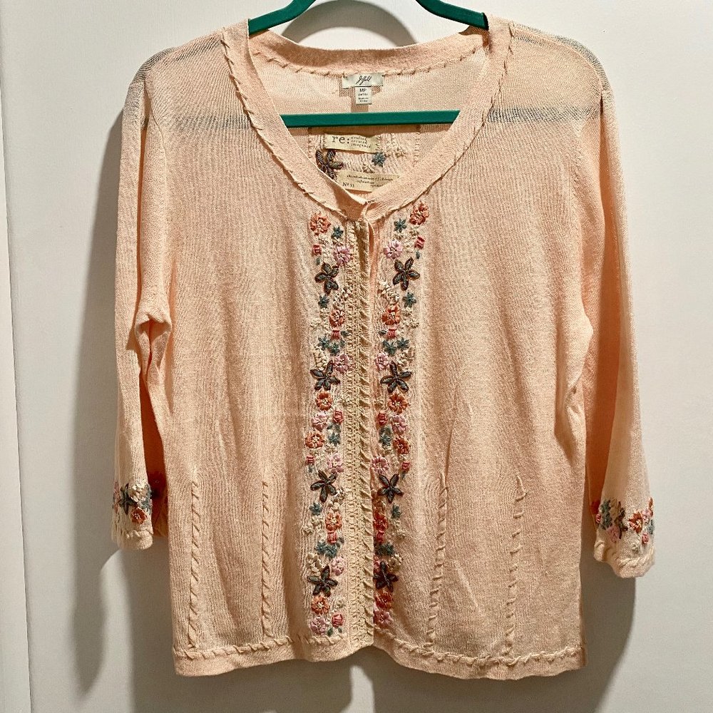 3) J.Jill Boho Artsy Embroidery Romantic Cottage Coquette Fairy Linen/Cotton Ca…
